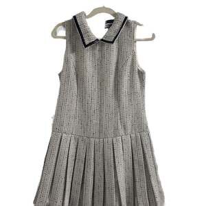 Never Worn Mustard Seed Pleated Tweed Mini Dress with Collar